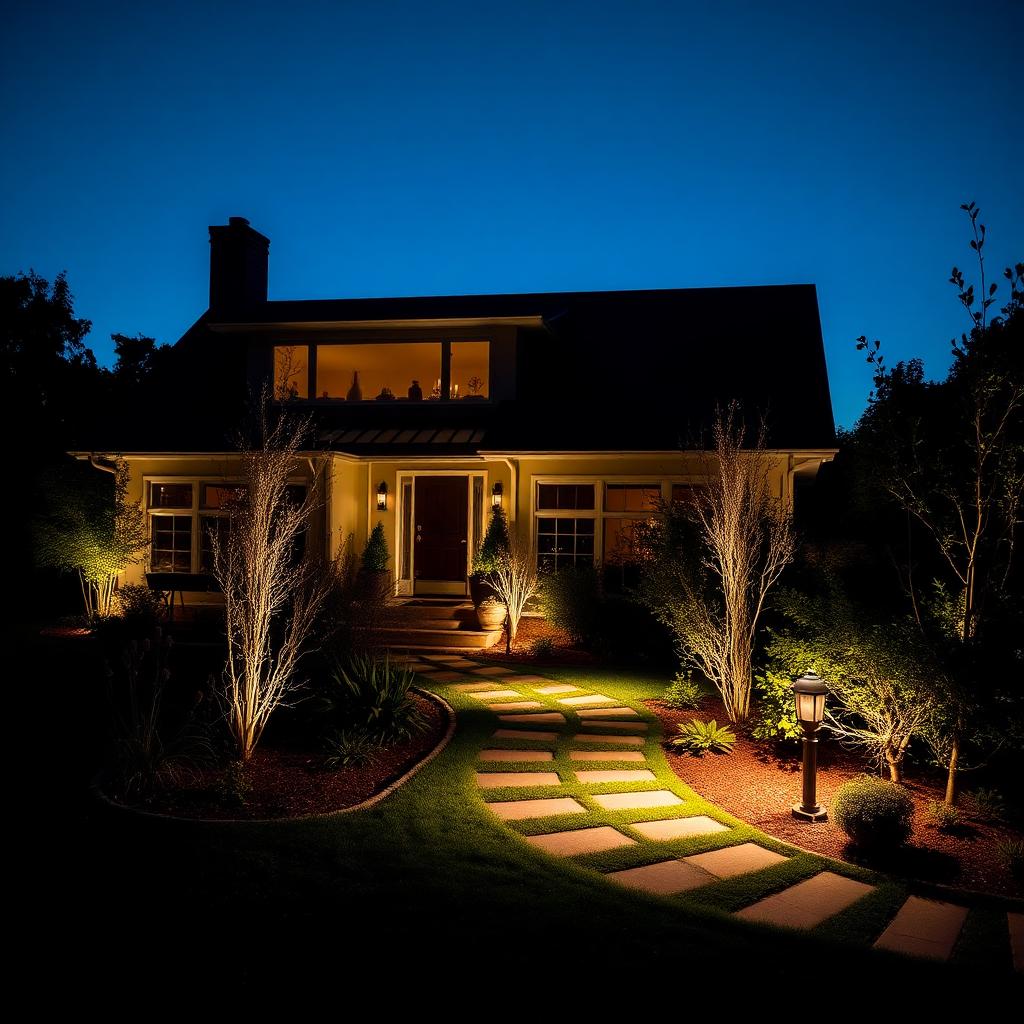 Garden lighting at dusk